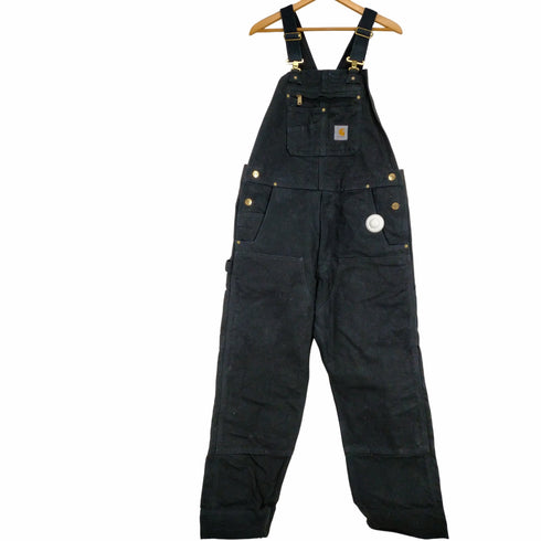 カーハート Carhartt ブラック ダブルニー ダック地オーバーオール メンズ W34L30