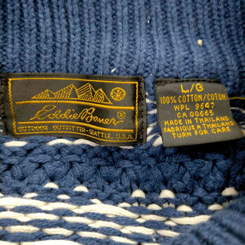 エディーバウアー Eddie Bauer 黒タグ タイ製 ノルディック ニット メンズ import:L