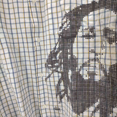 ステューシー Stussy 紺タグ OLD STUSSY アーティスト チェック 半袖シャツ メンズ import:S