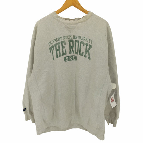 ジャンスポーツ JanSport 00S THE ROCK 3段 カレッジプリント 前Vガゼット アッシュ クルーネック スウェット メンズ import:XL