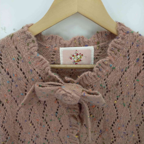 ピンクハウス PINK HOUSE リボンモチーフ付き カラフルネップ糸透かし編みカーディガン レディース