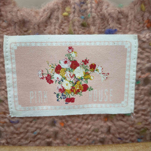 ピンクハウス PINK HOUSE リボンモチーフ付き カラフルネップ糸透かし編みカーディガン レディース