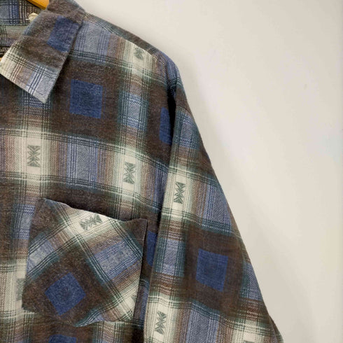 OUTLAW ネイティブ柄 オンブレチェック ネルシャツ メンズ import:XL