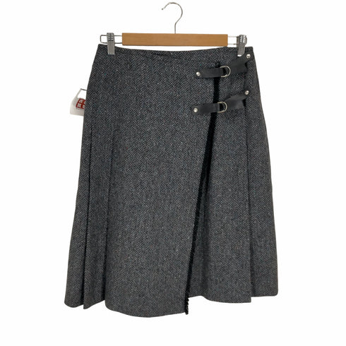 マックスマーラウィークエンド MAX MARA WEEKEND MADE IN ITALY ウールツイードヘリンボーン ベルトラップスカート レディース JPN:42