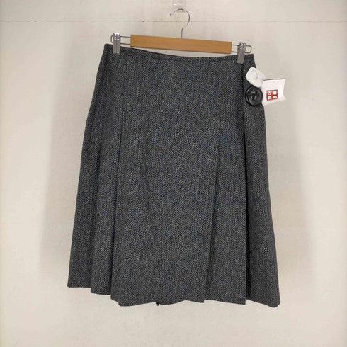 マックスマーラウィークエンド MAX MARA WEEKEND MADE IN ITALY ウールツイードヘリンボーン ベルトラップスカート レディース JPN:42