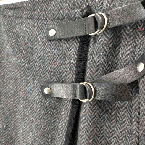マックスマーラウィークエンド MAX MARA WEEKEND MADE IN ITALY ウールツイードヘリンボーン ベルトラップスカート レディース JPN:42
