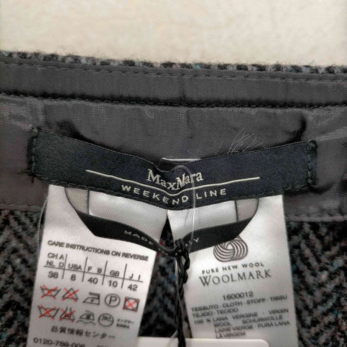 マックスマーラウィークエンド MAX MARA WEEKEND MADE IN ITALY ウールツイードヘリンボーン ベルトラップスカート レディース JPN:42