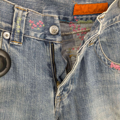 ゴーウエスト GO WEST リペア加工 刺繍ストレートデニムパンツ メンズ 32inch
