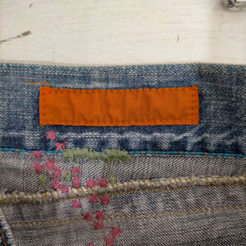 ゴーウエスト GO WEST リペア加工 刺繍ストレートデニムパンツ メンズ 32inch