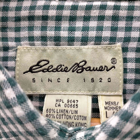 エディーバウアー Eddie Bauer L/S ギンガムチェックBDシャツ 白タグ メンズ JPN:L