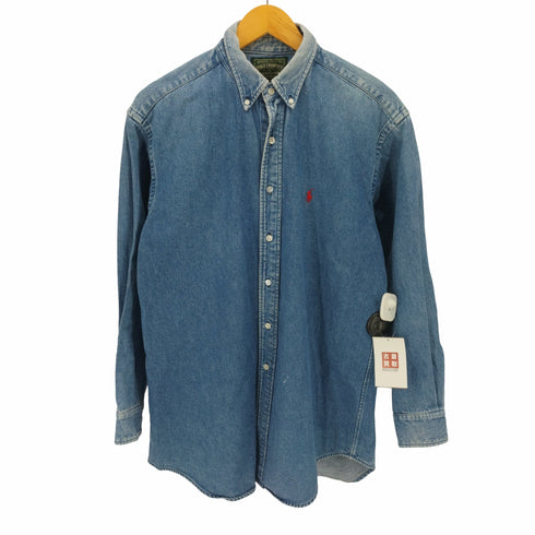 ポロカントリーラルフローレン POLO COUNTRY RALPH LAUREN 80-90S ポニー 刺繍 ボタンダウン デニム L/S シャツ メンズ import:M