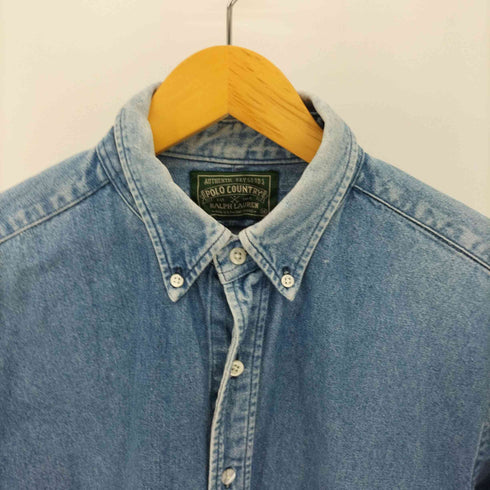 ポロカントリーラルフローレン POLO COUNTRY RALPH LAUREN 80-90S ポニー 刺繍 ボタンダウン デニム L/S シャツ メンズ import:M