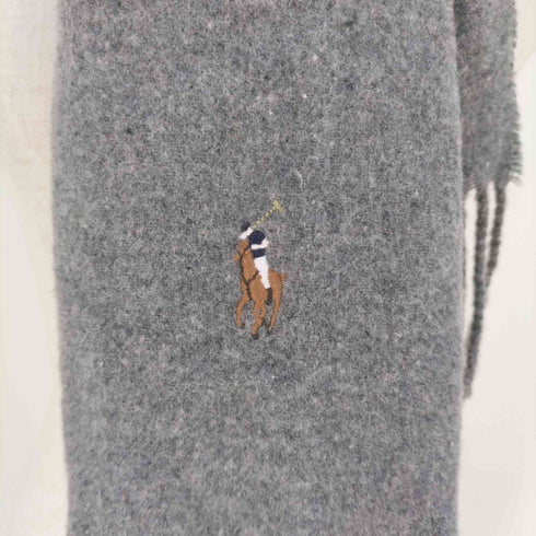 ポロラルフローレン POLO RALPH LAUREN イタリア製 ポニー刺繍 ウールナイロン フリンジマフラー メンズ ONE SIZE