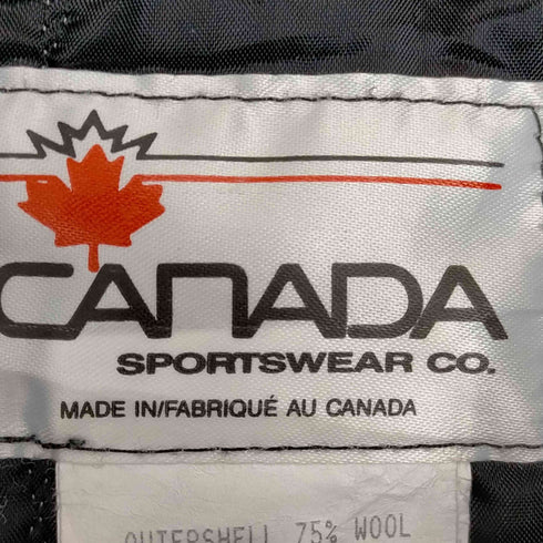 カナダ スポーツウェアー CANADA SPORTSWEAR CO. スタンドカラー 袖レザー メルトン スタジャン メンズ import:L