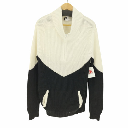 プレガ PREGA ハーフジップ バイカラー ニット トップス レディース M