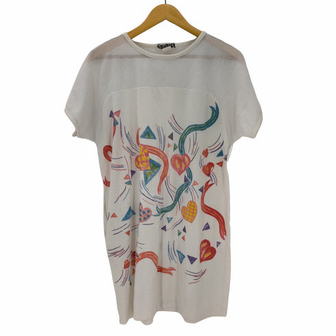 ZZWEAR USA製 メッシュ切替 総柄Tシャツ レディース ONE SIZE