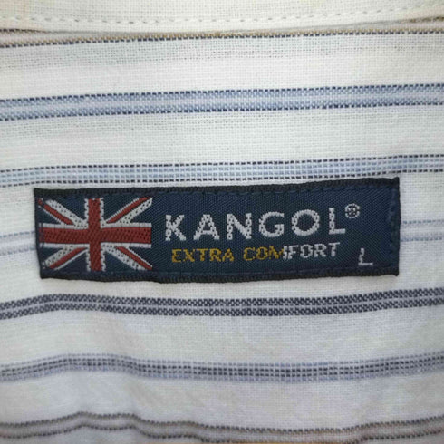カンゴール KANGOL コットンリネン ストライプボタンダウンシャツ メンズ import:L