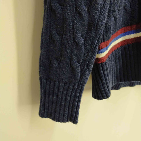 トミーヒルフィガー TOMMY HILFIGER ケーブルニット コットンVネックセーター チルデンニット クリケットセーター メンズ JPN:S