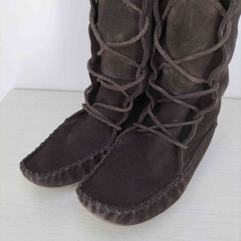 トリーバーチ TORY BURCH WALKER BOOTS SUEDE スエード フリンジモカシンロングブーツ レディース 6M