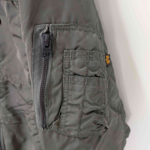 アルファインダストリーズ ALPHA INDUSTRIES MA-1 フライトジャケット 中綿フーデッド ナイロン リブジャケット メンズ L
