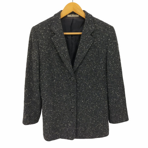 アクアスキュータム AQUASCUTUM 90S ナイロン 混 ウール ネップ 3B テーラードジャケット レディース