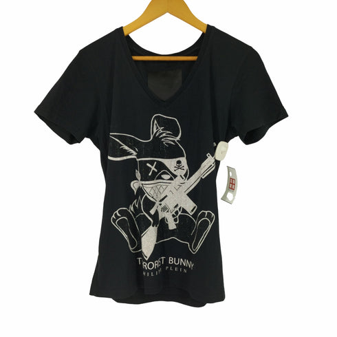 フィリッププレイン PHILIPP PLEIN ラインストーン Tシャツ バックロゴプレート バニー ドクロ メンズ JPN:S