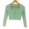 ザラ ZARA Mint Green Ribbed Knit Cropped Cardigan Top レディース JPN:M