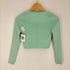 ザラ ZARA Mint Green Ribbed Knit Cropped Cardigan Top レディース JPN:M