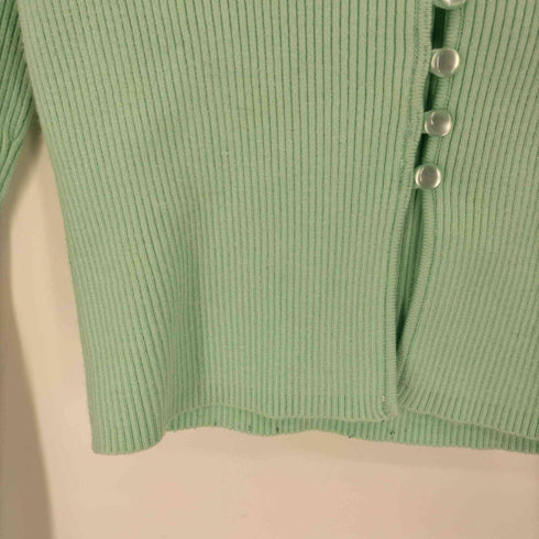 ザラ ZARA Mint Green Ribbed Knit Cropped Cardigan Top レディース JPN:M