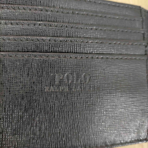 ポロラルフローレン POLO RALPH LAUREN 型押しロゴ シボ革 二つ折り財布 メンズ