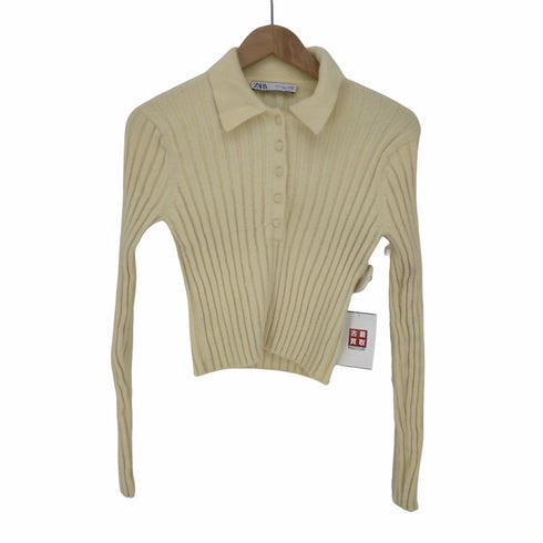ザラ ZARA LONG SLEEVE POLO SHIRT ニットポロシャツ レディース JPN:S