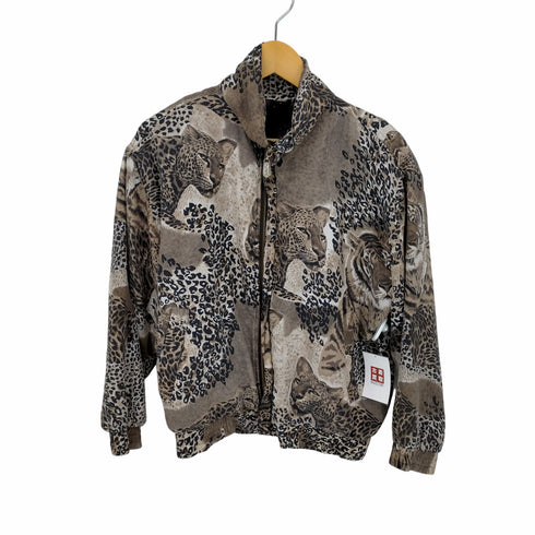 80S~90S FUDA international ヒョウ柄シルクブルゾン レディース import:S