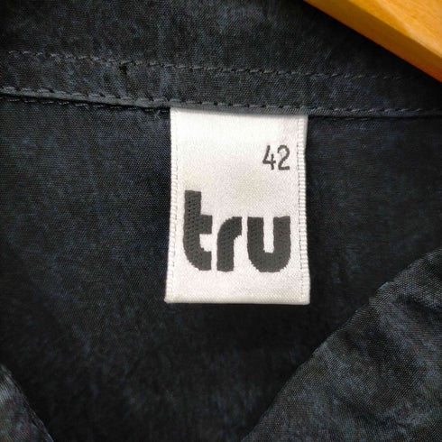 TRU アート柄 貝ボタン キュプラシャツ レディース 42