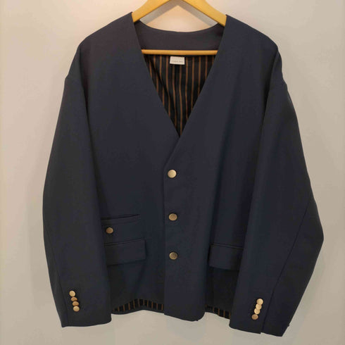 キャスパージョン CASPER JOHN ノーカラーテーラードジャケット セットアップ メンズ M