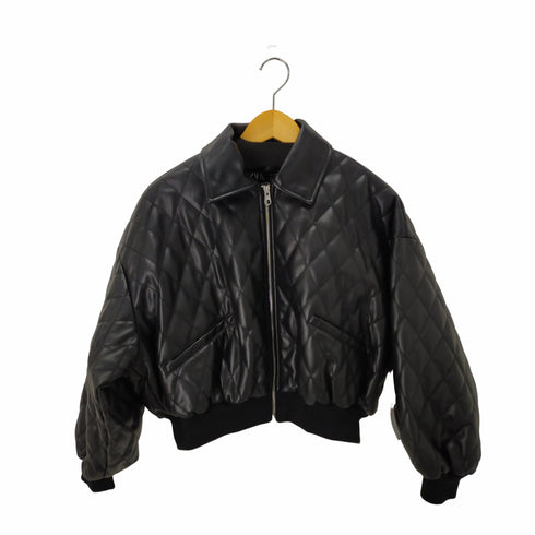 ザラ ZARA FAUX LEATHER JACKET ダイヤキルティング レディース us m