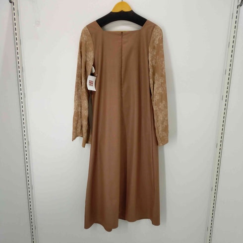 sahara タイ付き スリットショルダー ジャガード切替ワンピース レディース