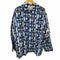 アロハブロッサム Aloha Blossom LOVE SCENE BLUE×WHITE STRIPE 総柄ストライプオープンカラーシャツ メンズ JPN:46