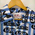 アロハブロッサム Aloha Blossom LOVE SCENE BLUE×WHITE STRIPE 総柄ストライプオープンカラーシャツ メンズ JPN:46