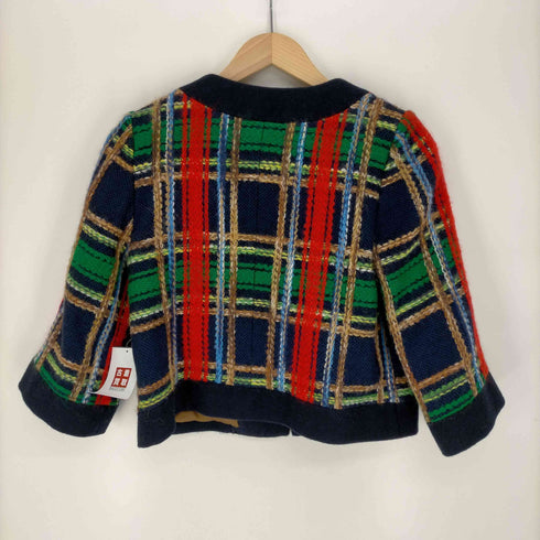 ロイスクレヨン Lois CRAYON ウール チェック ノーカラー ジャケット レディース JPN:M