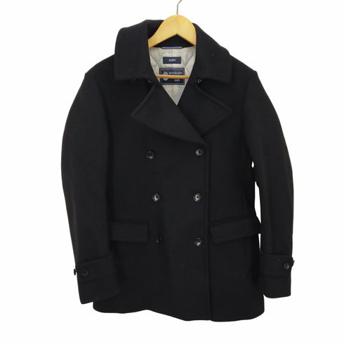 シップス SHIPS スーパー140'S 100%WOOL メルトン シングル ピーコート メンズ JPN:M