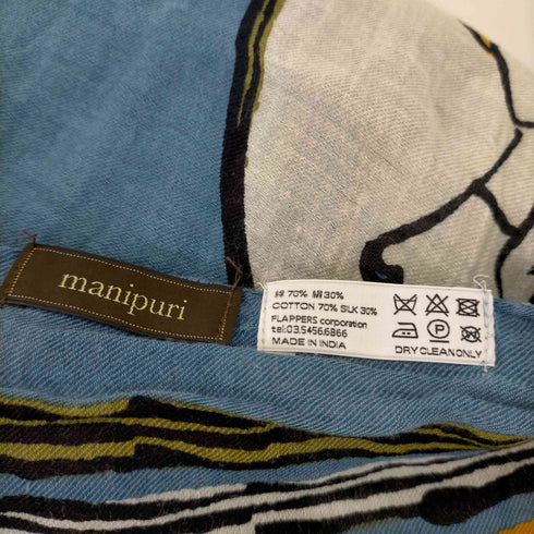 マニプリ manipuri MADE IN INDIA コットンシルクフェイスプリントストール レディース