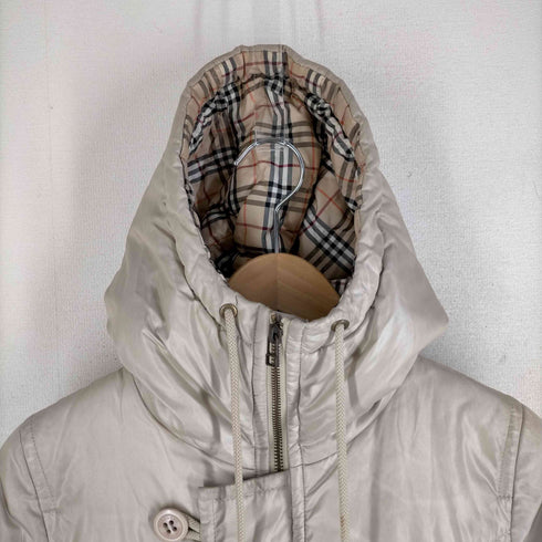 バーバリーロンドンブルーレーベル BURBERRY LONDON BLUE LABEL 裏地チェック中綿フードジャケット レディース 38
