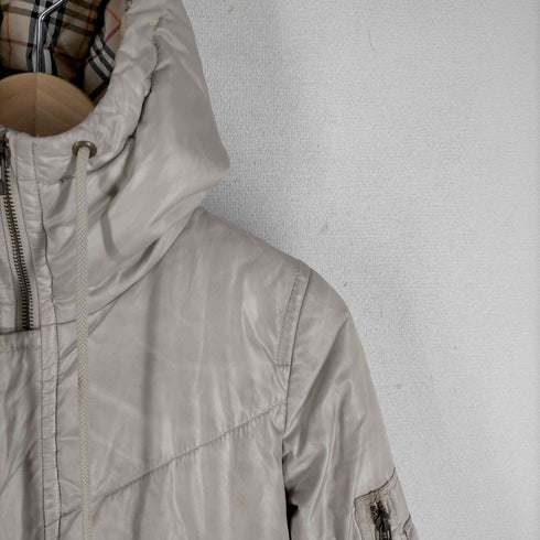 バーバリーロンドンブルーレーベル BURBERRY LONDON BLUE LABEL 裏地チェック中綿フードジャケット レディース 38