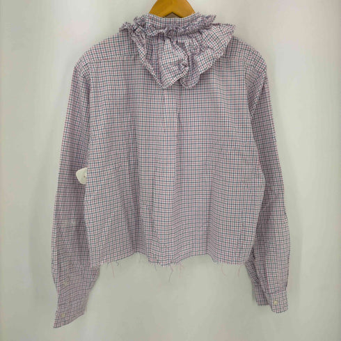 ラルフローレン RALPH LAUREN リメイク襟フリルチェックシャツ レディース import:XL