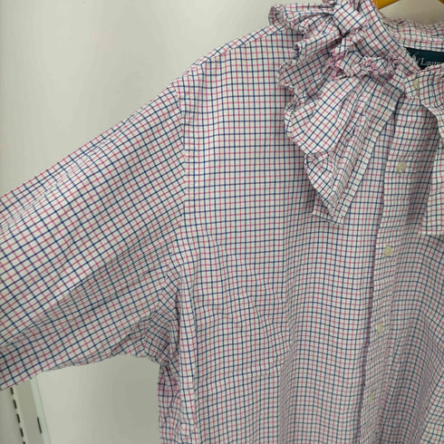 ラルフローレン RALPH LAUREN リメイク襟フリルチェックシャツ レディース import:XL
