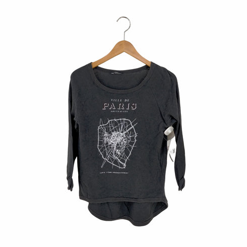 ザラ ZARA プリント 7分袖ラグランTEE レディース import:S