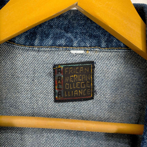 アフリカンアメリカンカレッジアライアンス AFRICAN AMERICAN COLLEGE ALLIANCE AACA 90S カットオフ加工 デニムハーフコート メンズ