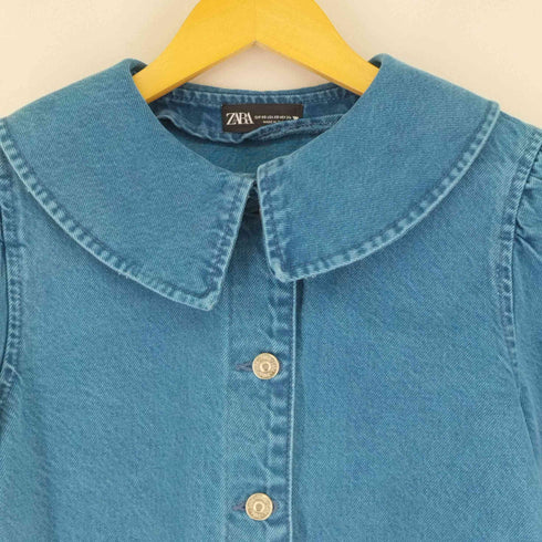 ザラ ZARA CROP DENIM JACKET ビッグカラー レディース import:XS