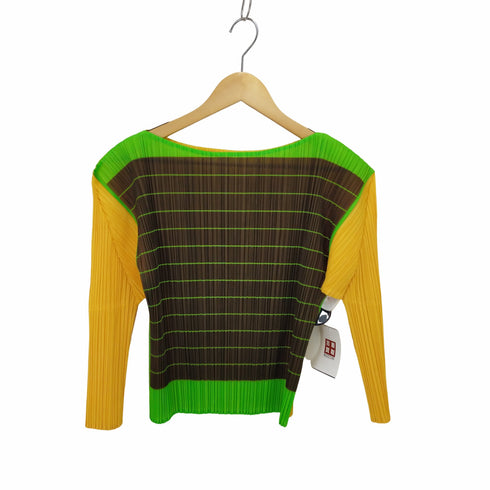 プリーツプリーズイッセイミヤケ PLEATS PLEASE ISSEY MIYAKE マルチカラーボーダープリントプリーツカットソー レディース 3