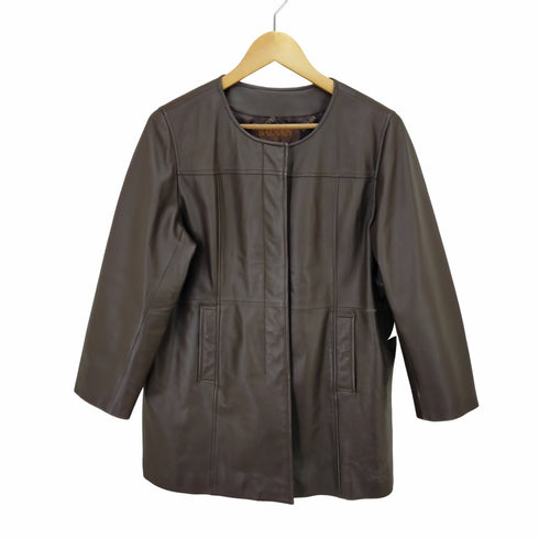 バルマン BALMAN ラムレザーノーカラージャケット レディース 15